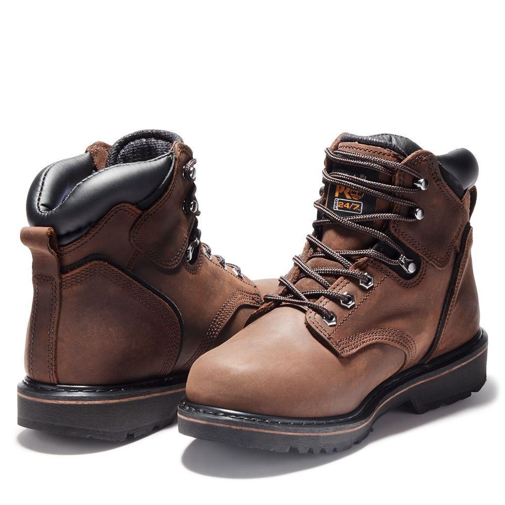 Timberland Mens Work Boots PRO® Pit Boss 6\" Soft Toe - Brown - India YZ9372468